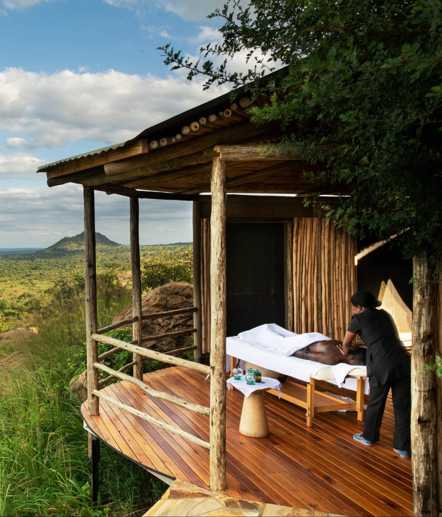 Tented suite and private veranda at Lemala Mpingo Ridge