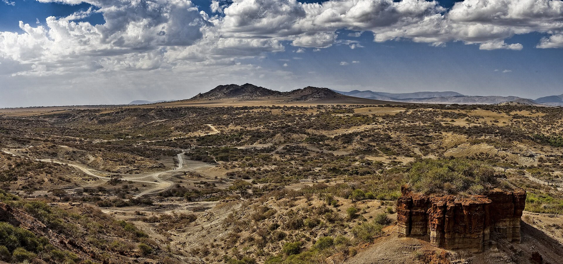 View across the layered walls of Olduvai Gorge