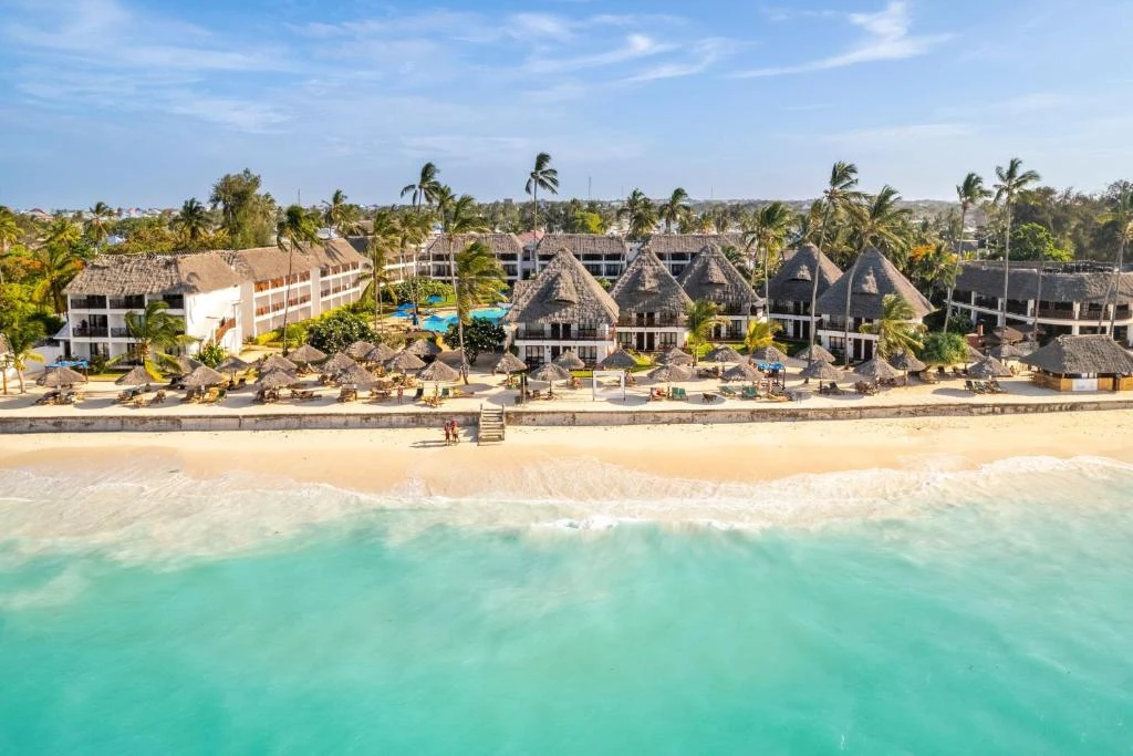 an aerial view of the beach