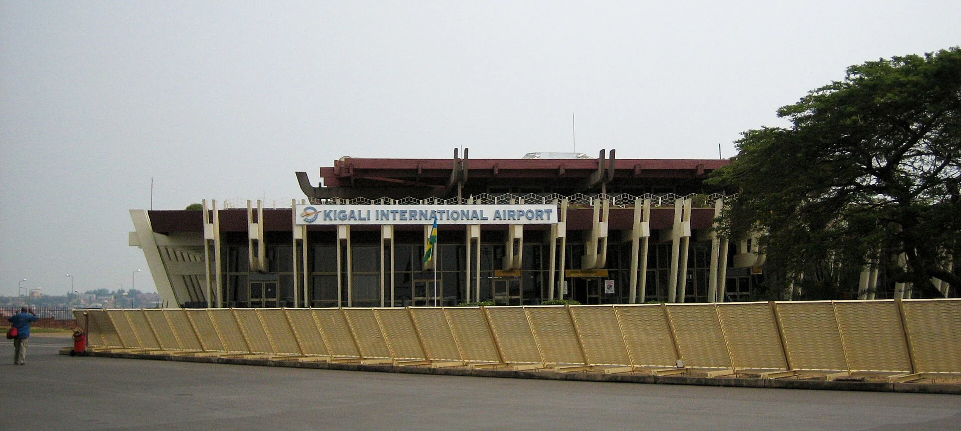 The terminal building of Kigali International Airport seen from the forecourt