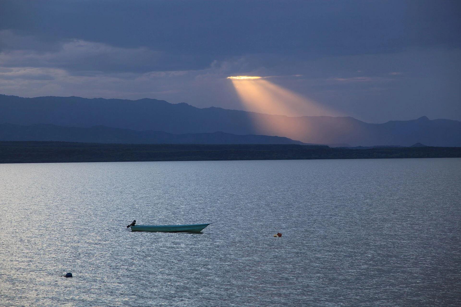 Sunset over Lake Baringo from Samatian Island
