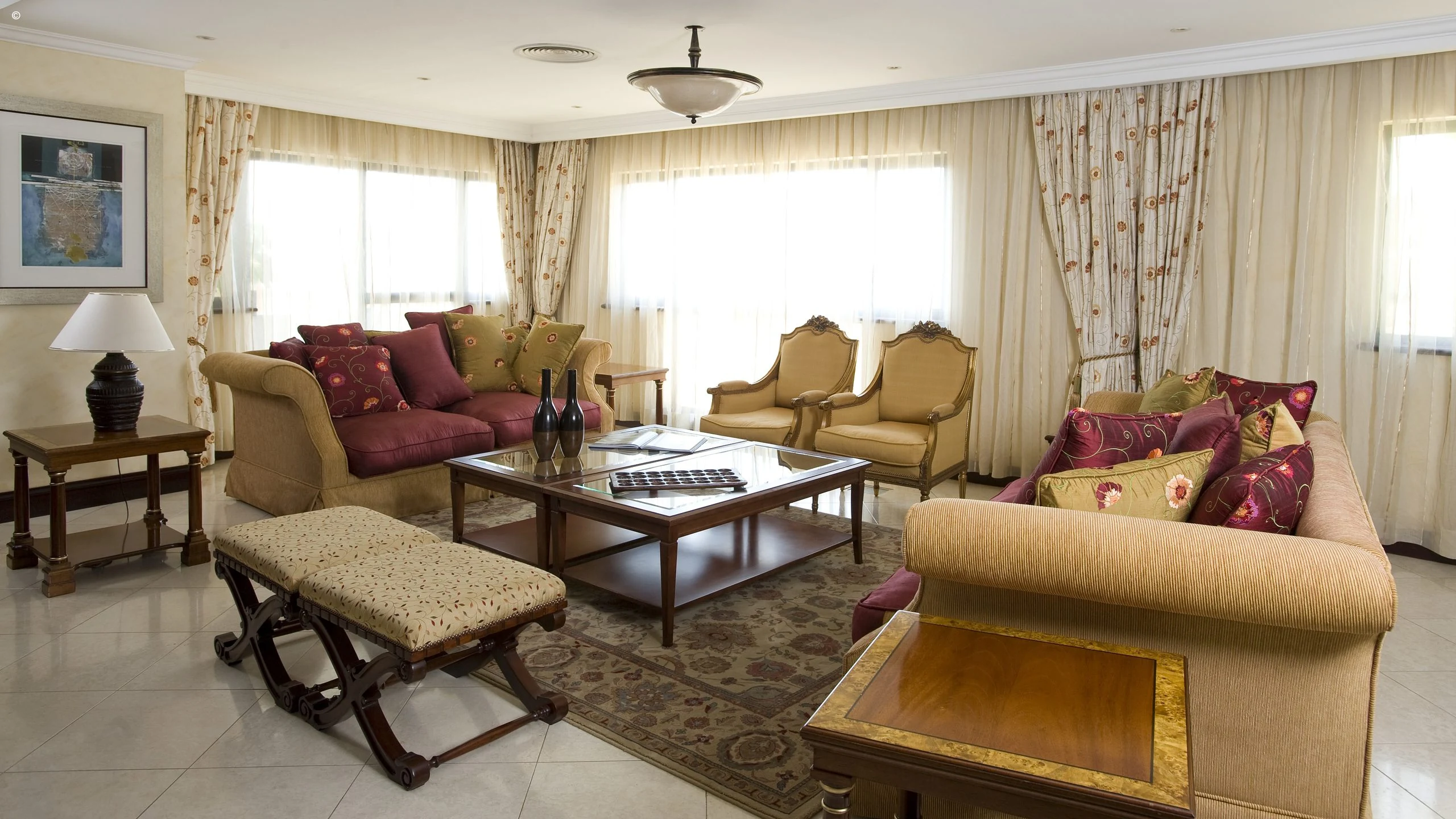 Bright lounge with cream seating