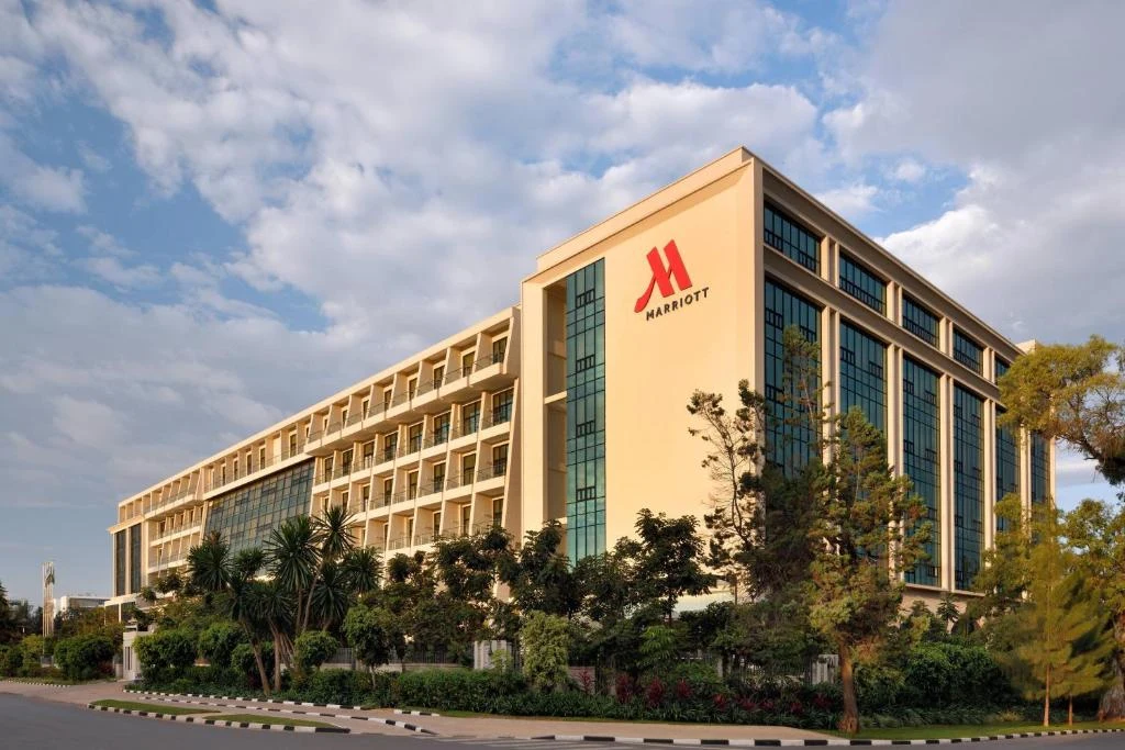 a building with aania sign on the side of it
