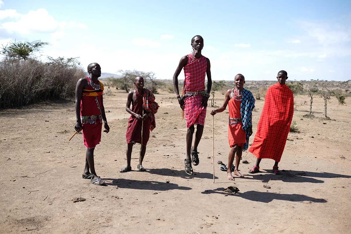 Maasai men performing a jumping dance