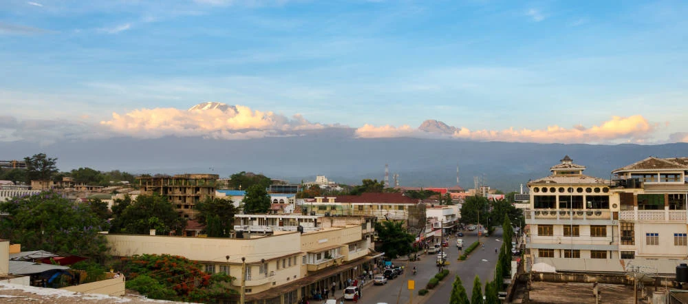 Kilimanjaro rising above the town of Moshi