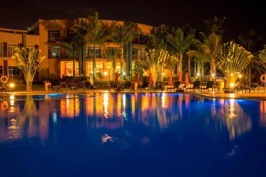 a large swimming pool