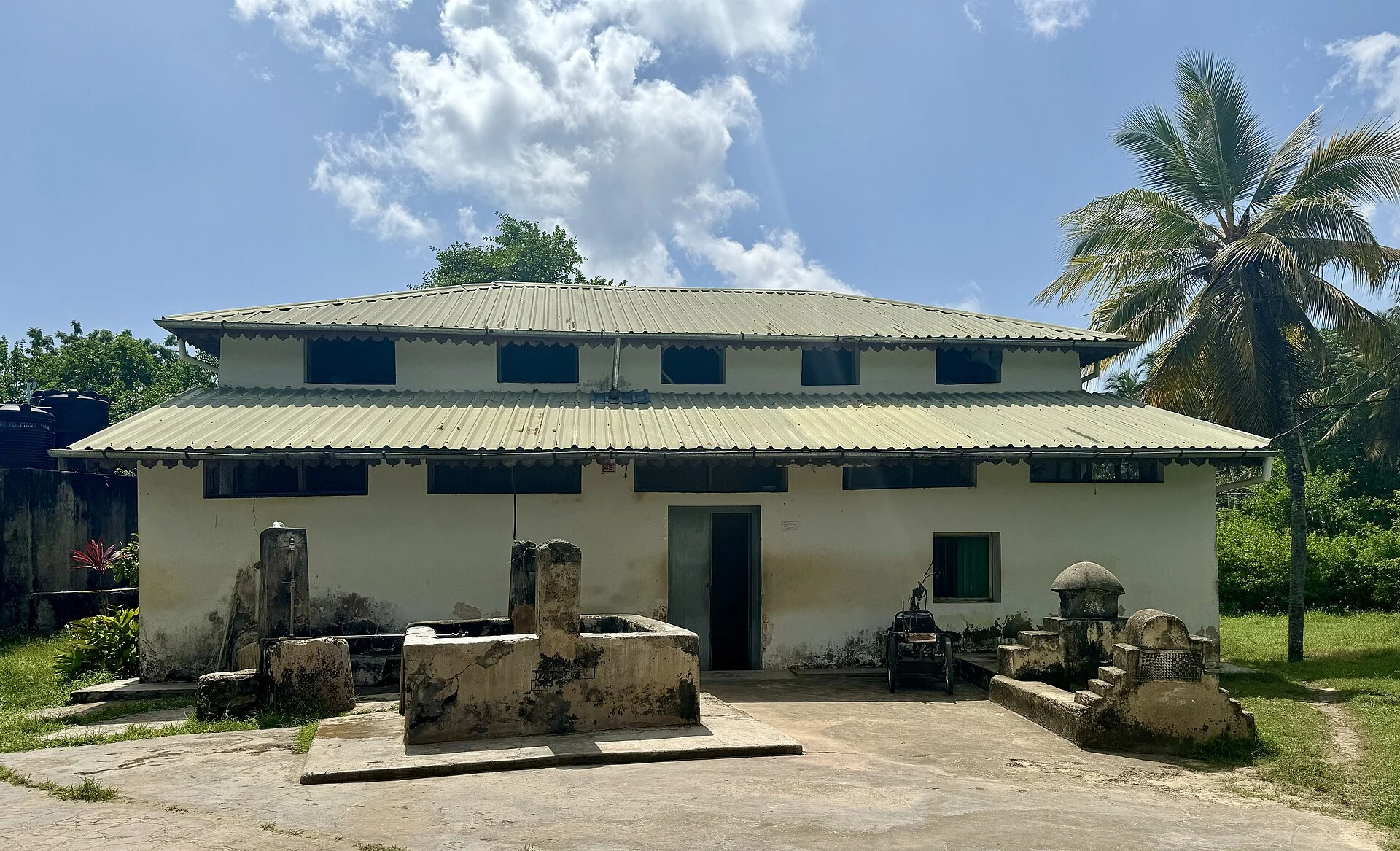 The historic Kizimkazi mosque with its old tombs in the courtyard