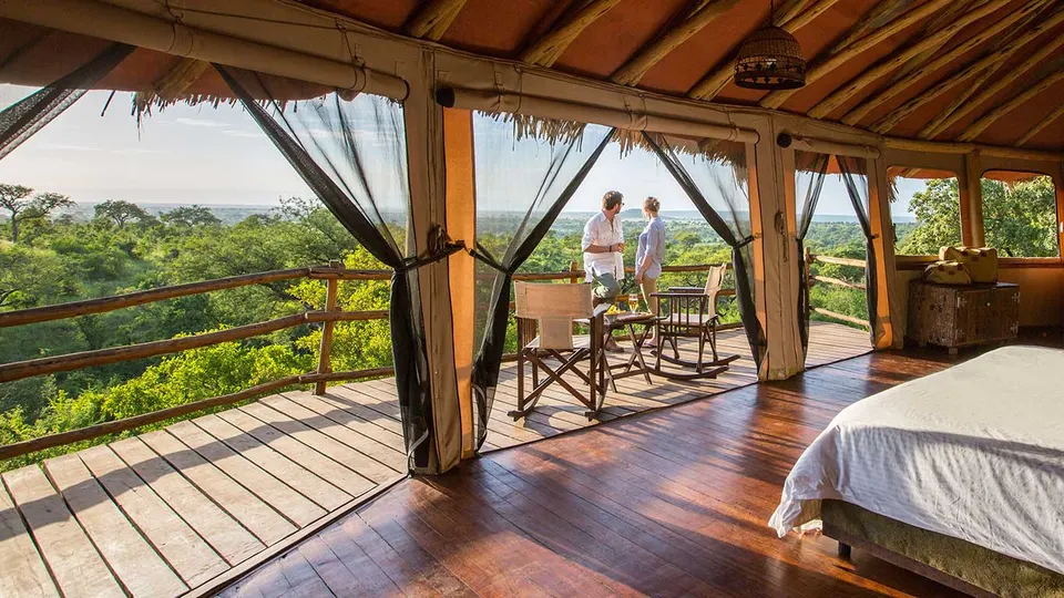 Tarangire Treetops open-fronted bedroom and private balcony