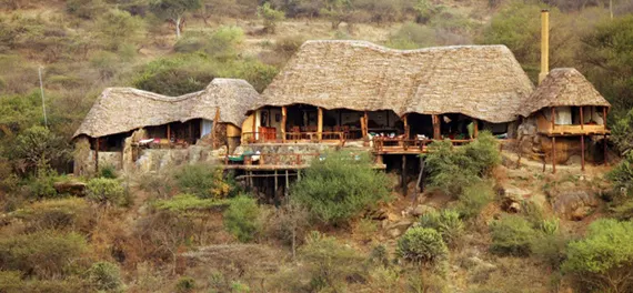 Sabuk lodge buildings above river gorge