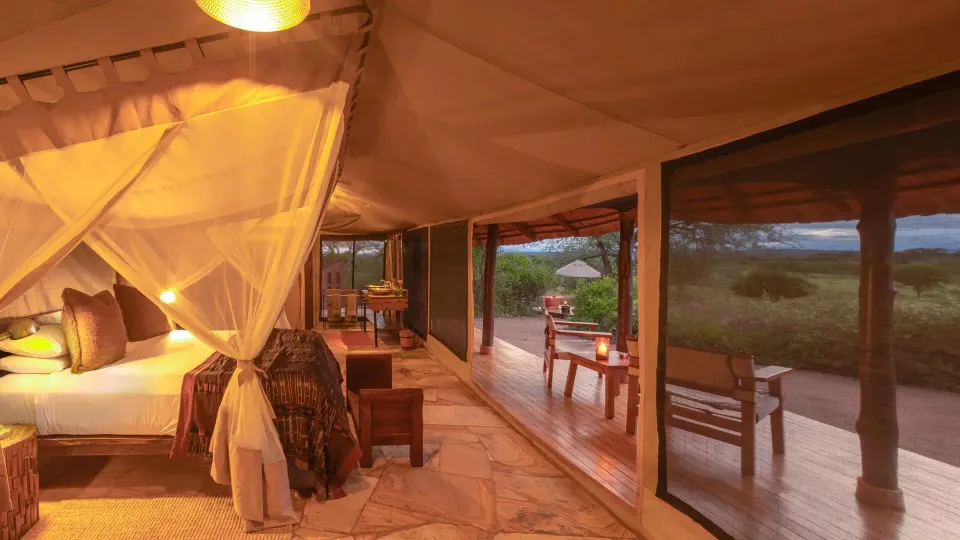 Oliver’s Camp tent bedroom and veranda