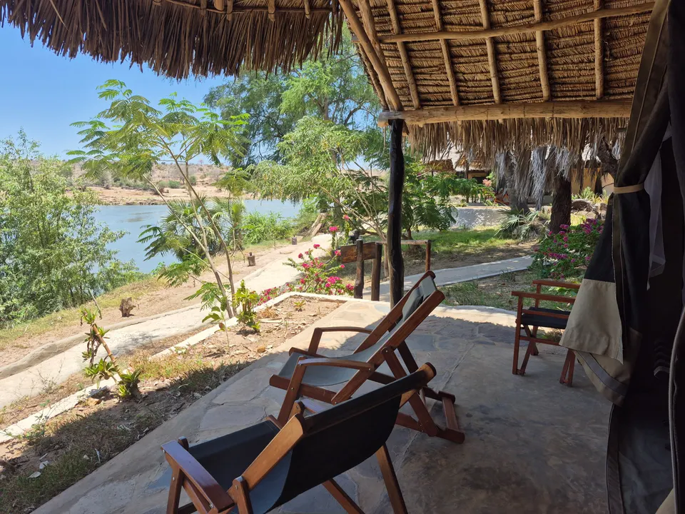 Kulalu Camp tent veranda overlooking the river