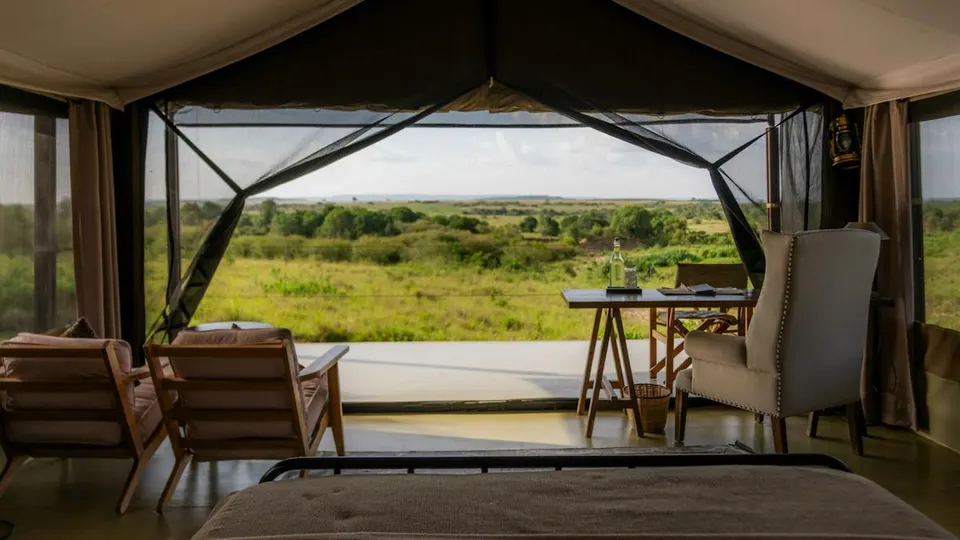 Entim Main tent outlook toward the river landscape