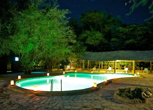 Swimming pool at night