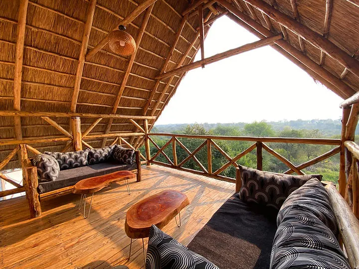 Family villa balcony and park view