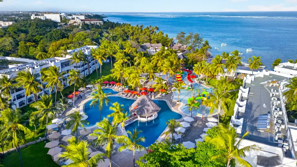 PrideInn Paradise aerial view of beach,resort and water-play area