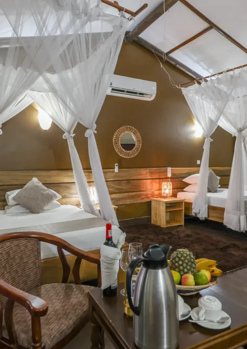 Pakuba Safari Lodge bedroom and drinks tray