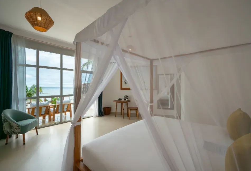 Ocean-facing guest room and balcony