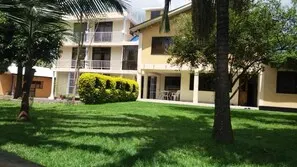 Lodge exterior and lawn