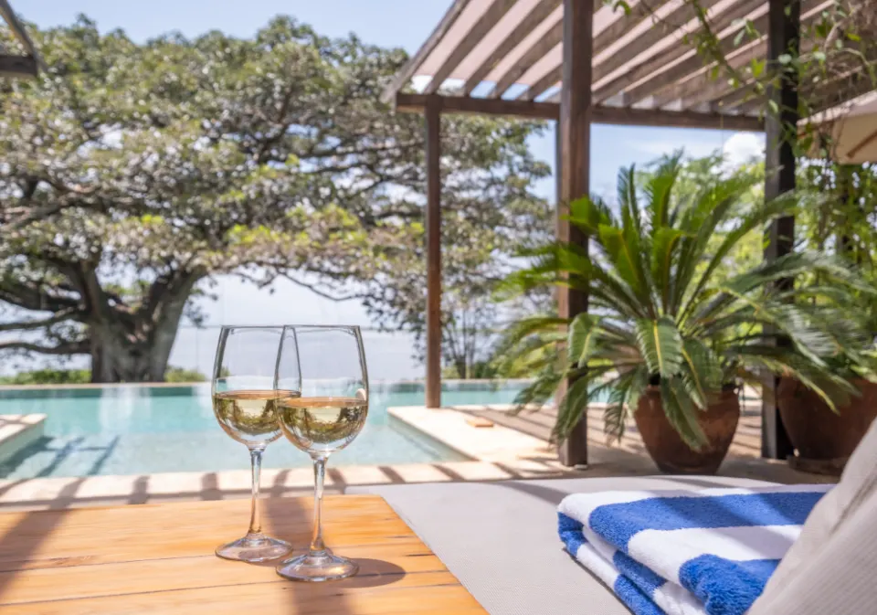 Loldia pool terrace overlooking Lake Naivasha