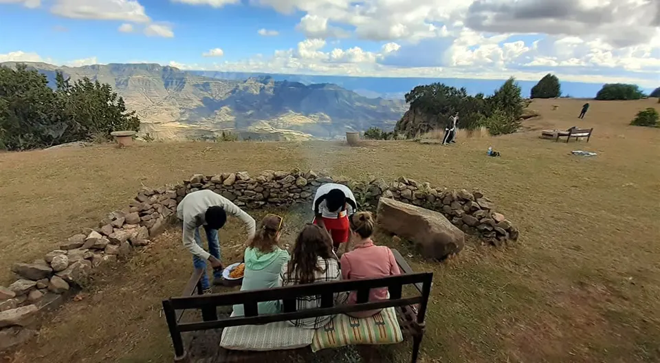 Stone outdoor seating area on the Hudad plateau