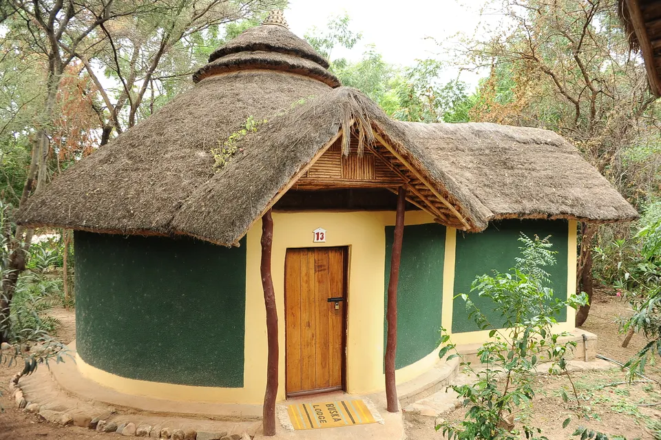 Thatched guest-room exterior