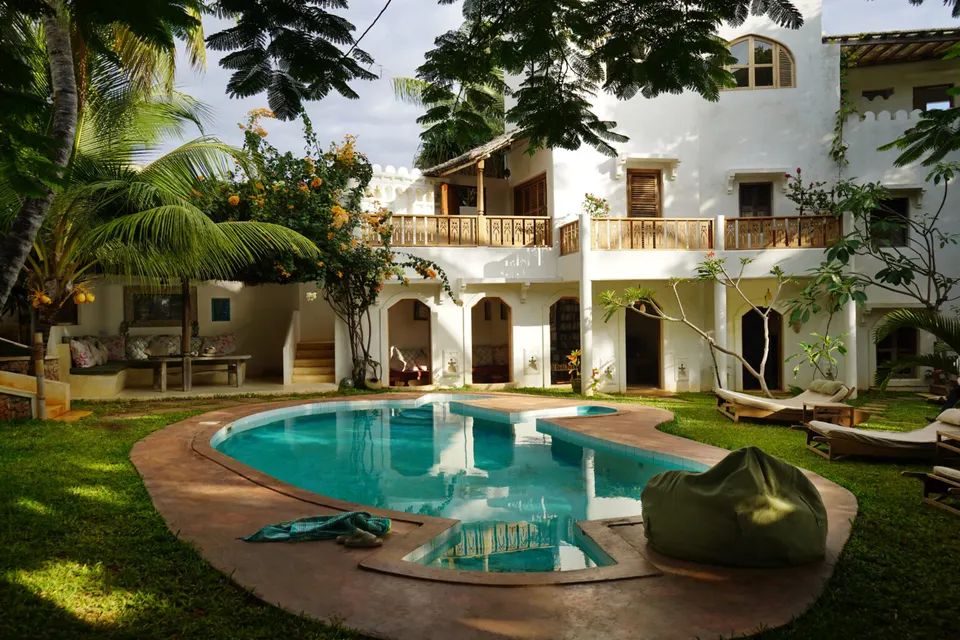 Kijani garden, pool and buildings