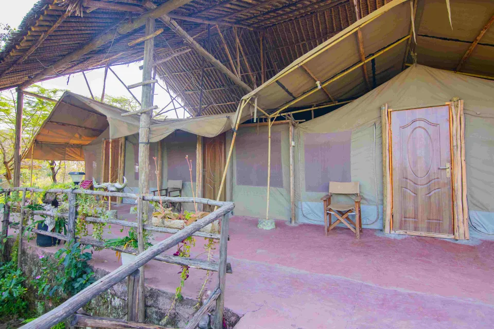 Family-room veranda and thatched accommodation exterior