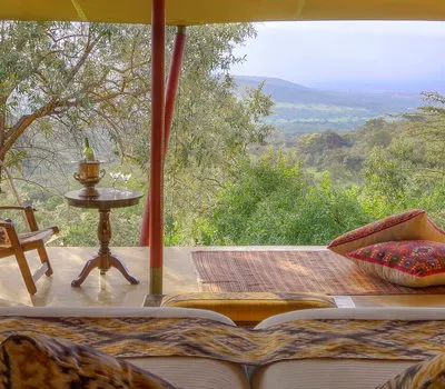 Entumoto tent sitting area and valley outlook