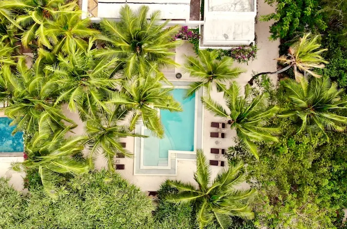Uzuri Villa pool aerial view