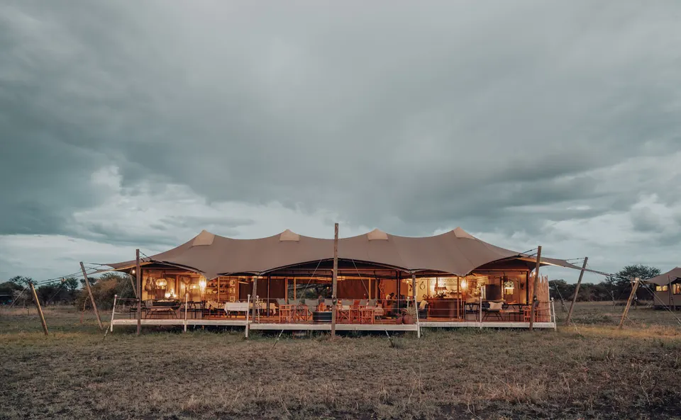 Escarpment Serengeti main tented building and deck
