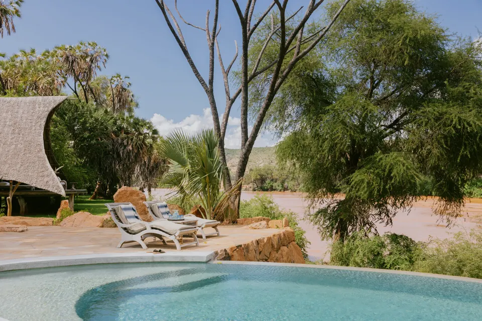 Galdessa Camp pool overlooking the Galana River
