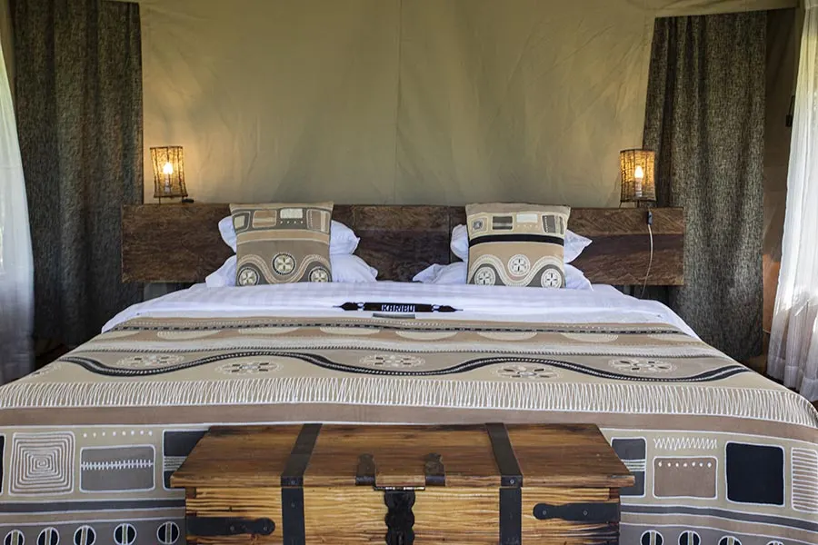 Nyikani Migration double bed and tent interior