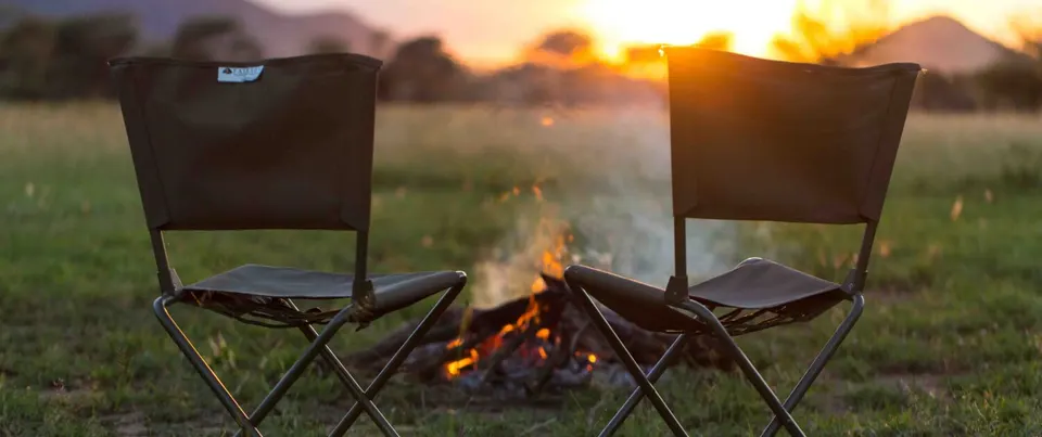 Campfire seating at sunset