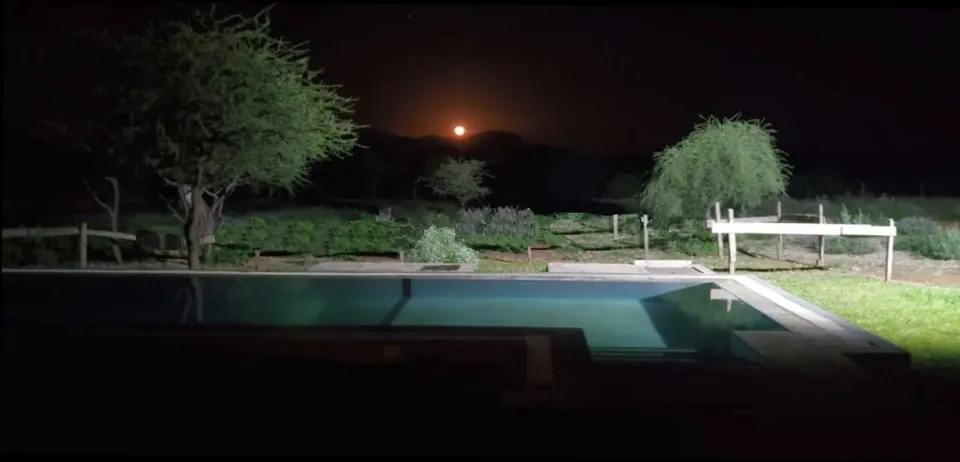 Samburu Dik Dik Lodge swimming pool at night
