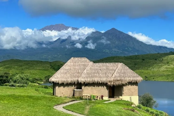 Cottage exterior with Mount Meru outlook