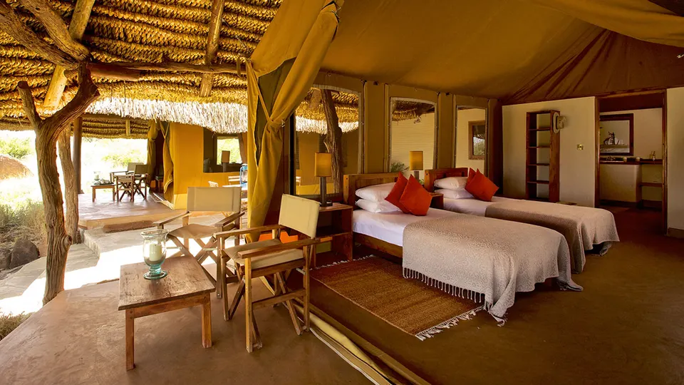 Lewa Safari Camp family twin sleeping area