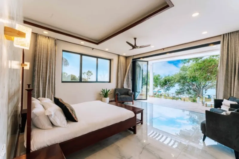 Blue Ocean Royal Villa bedroom opening to terrace