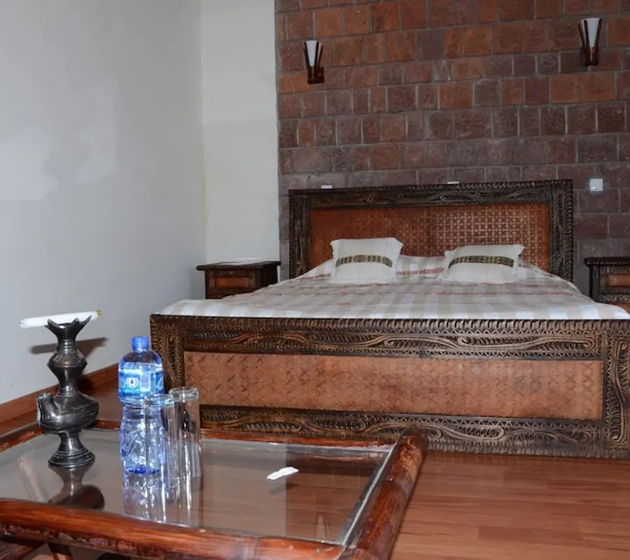 Lalibela Lodge bedroom and coffee table