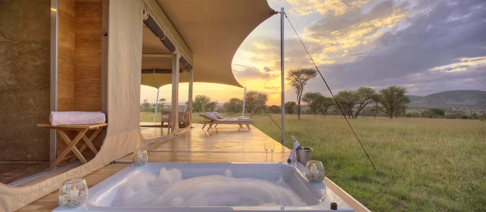 Rover hot tub and deck with landscape view
