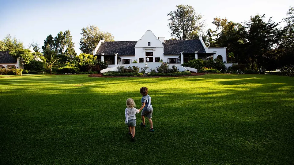 Main Manor building and landscaped lawn