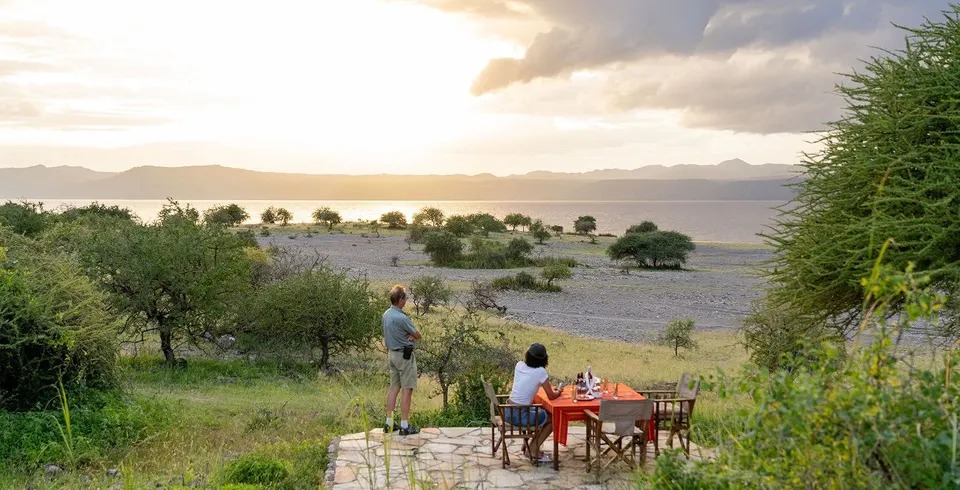 Oremiti lakeside dining setting