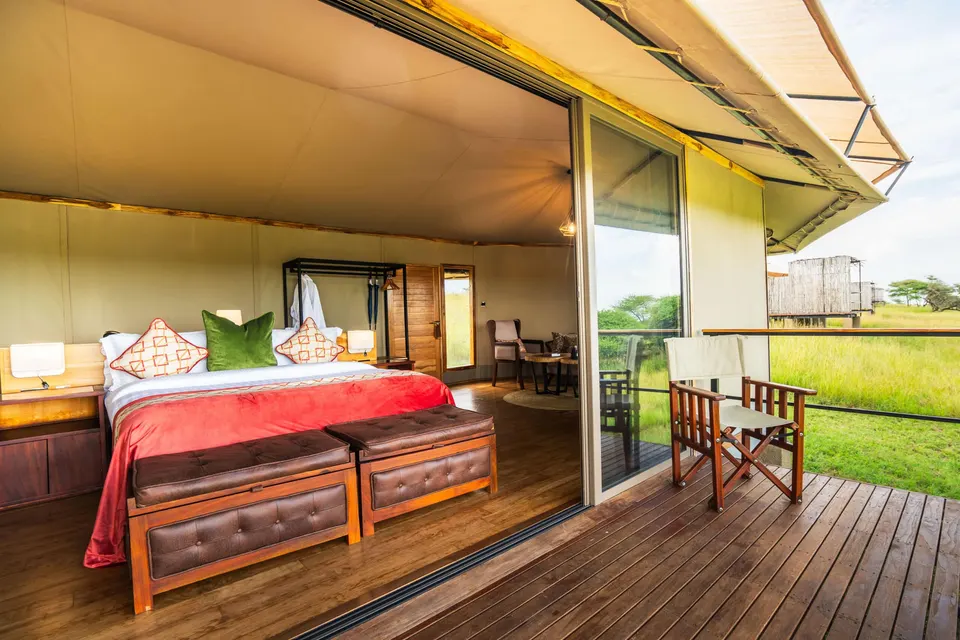 Tent veranda with seating