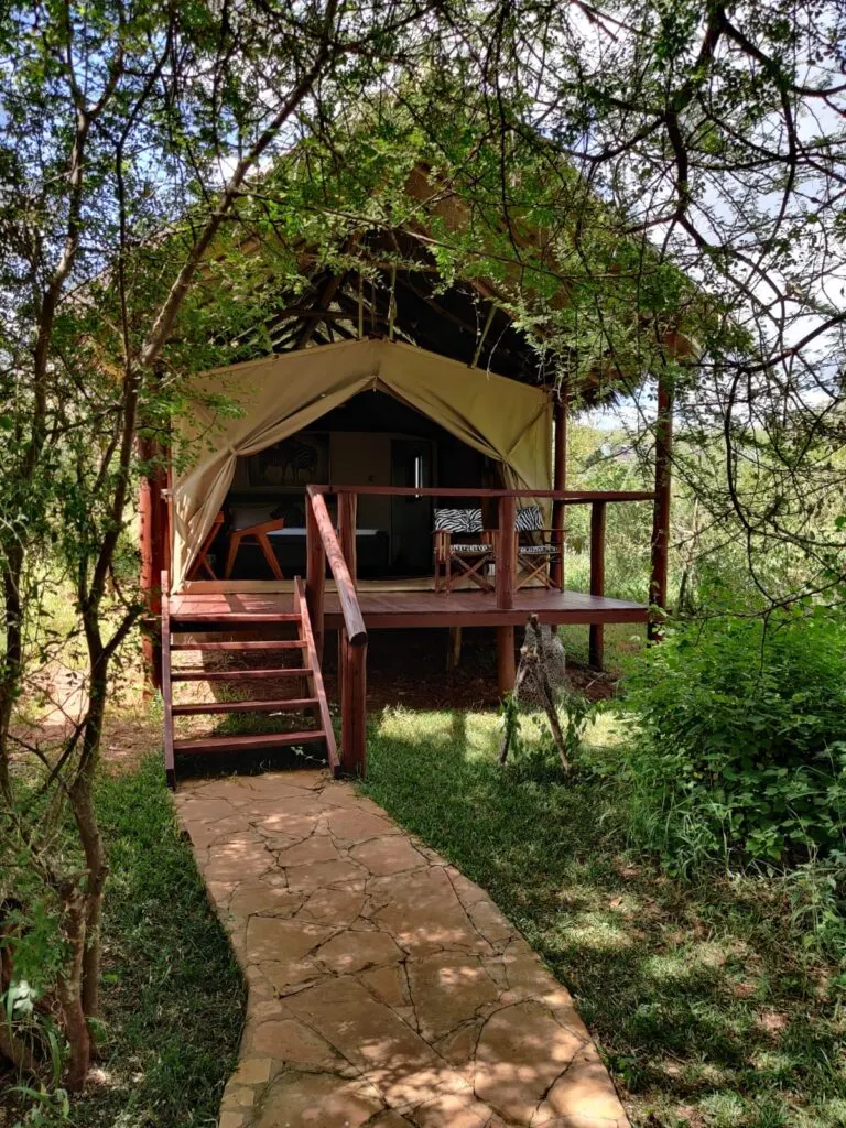 Oldonyo Orok tent exterior among trees