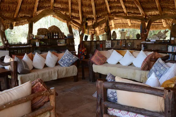 Shared thatched lounge