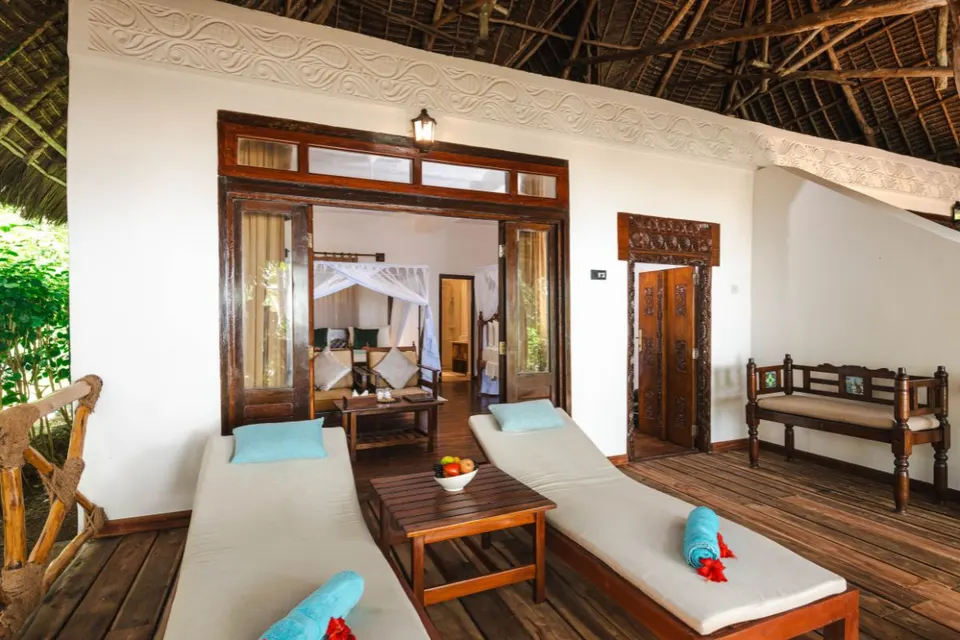 Pongwe Beach Hotel beachfront room terrace