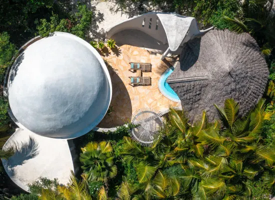 Mawimbi villa and pool from above