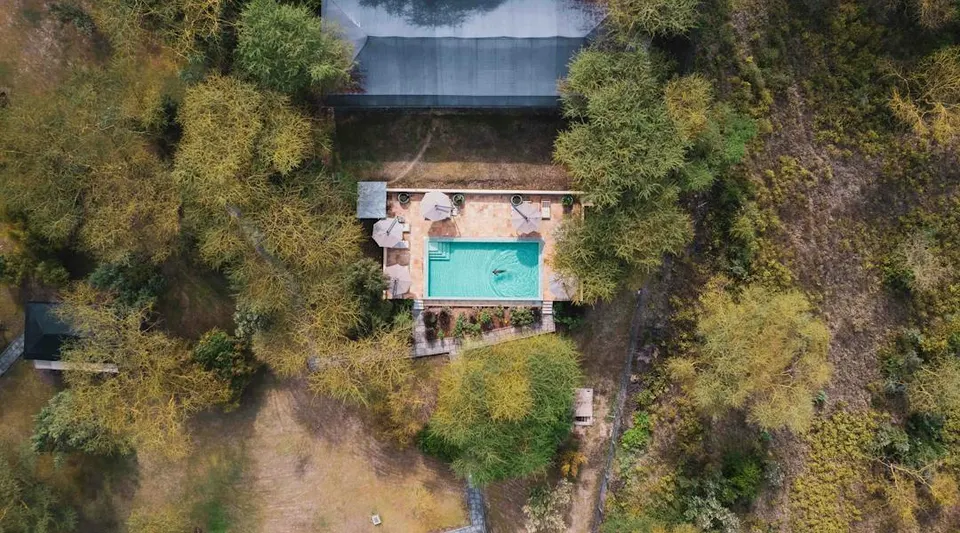 Camp swimming pool from above