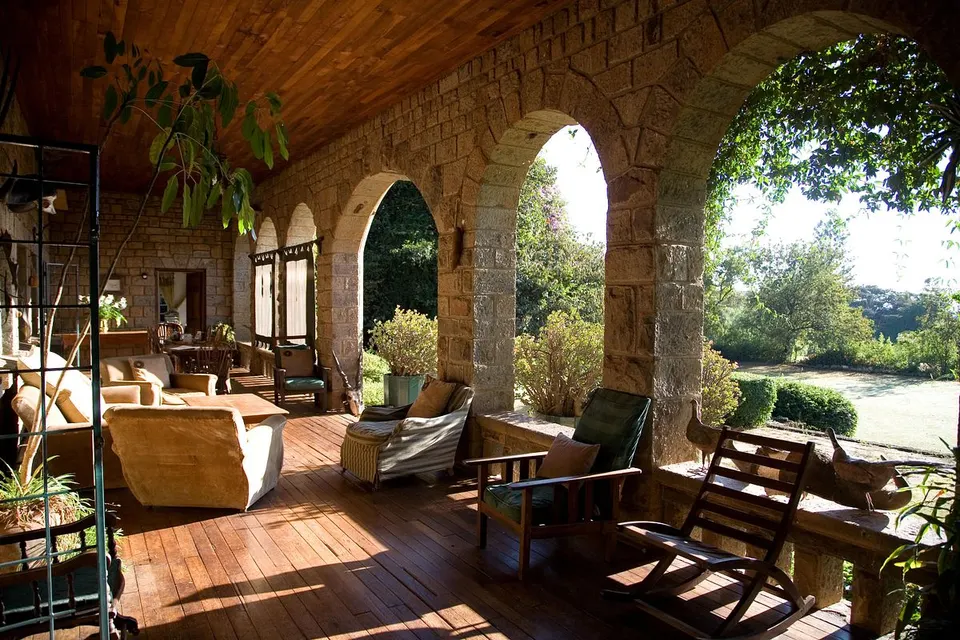 Main-house veranda and garden