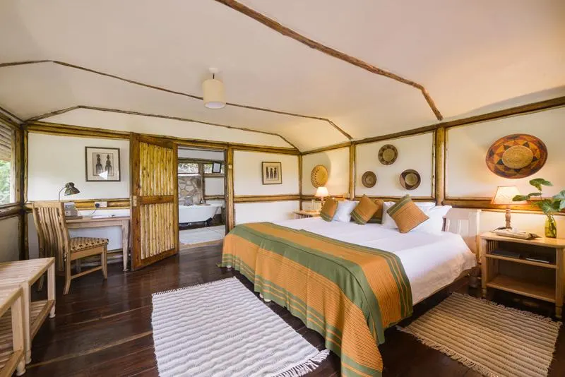 Double-bed chalet interior