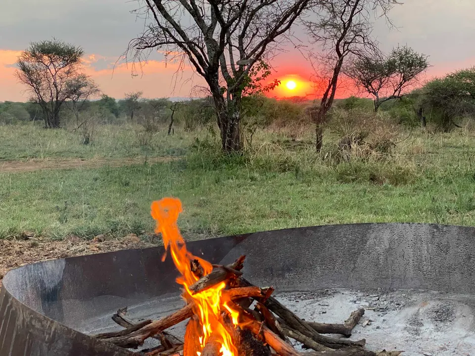Campfire at sunset